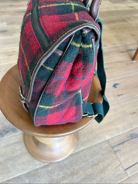 GAP Red and Green Plaid Backpack with Brown Trim main image 7